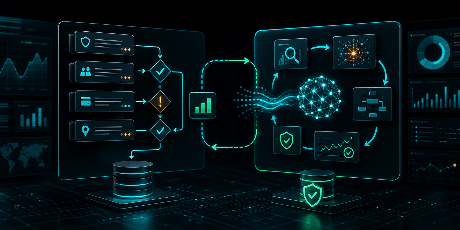 Agent-assisted risk loop compared with a fixed rule engine.